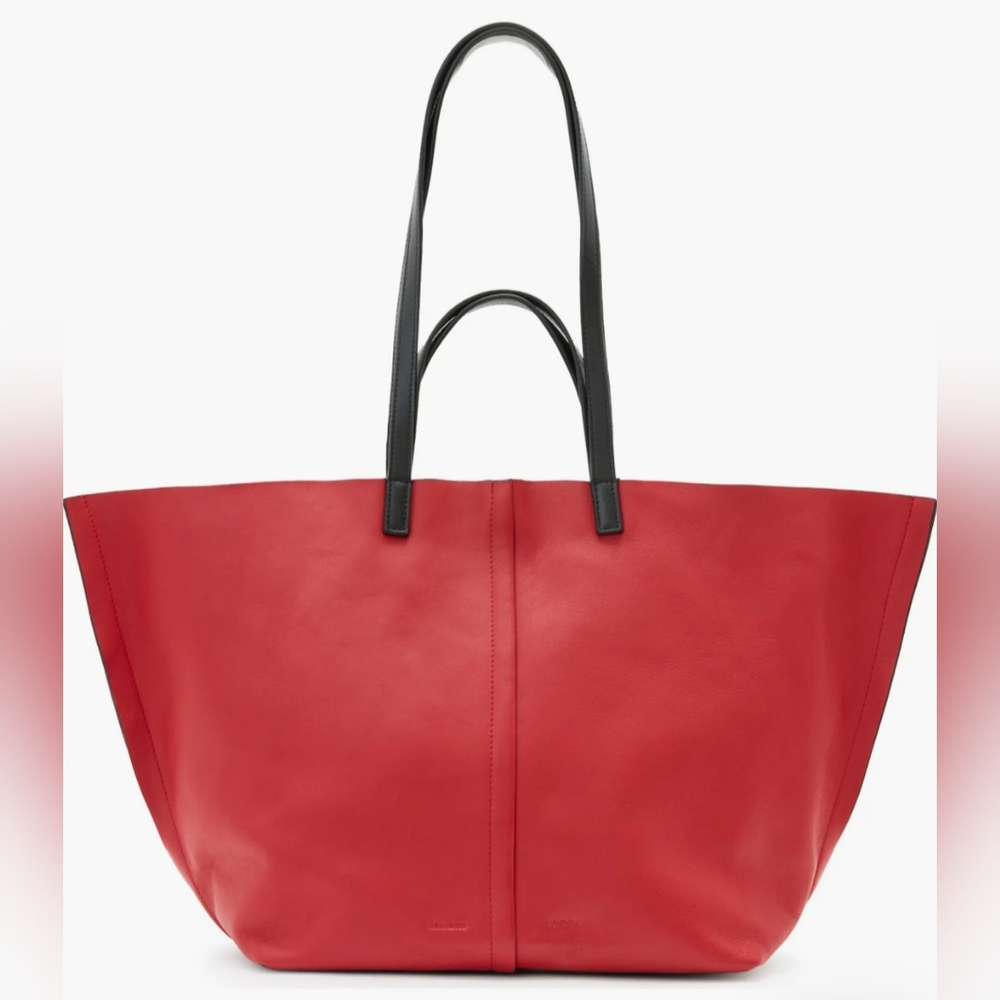 All Saints Red Leather Tote Bag